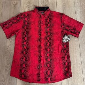 Vibrant Red Snake Print Casual Shirt